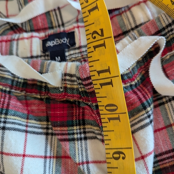 🌲GAP🌲 WOMEN'S WHITE RED TARTAN PLAID FLANNEL RELAXED PJ SET MEDIUM WORN ONCE! - Picture 12 of 12